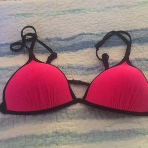 Hot pink padded bikini top
